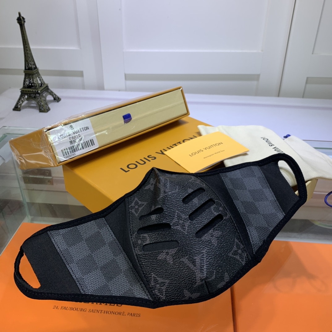 Louis Vuitton The Lux Damier Bespoke Hand Made Mask Black