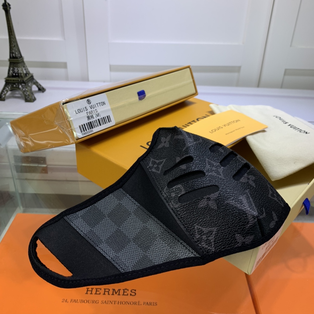 Louis Vuitton The Lux Damier Bespoke Hand Made Mask Black