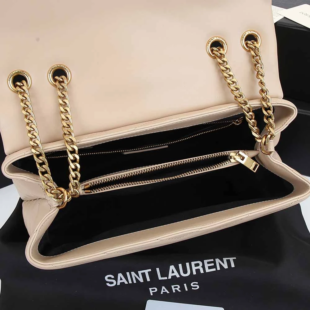 YSL LOULOU MEDIUM BAG IN MATELASSe “Y” LEATHER 1805 Beige 5 beige