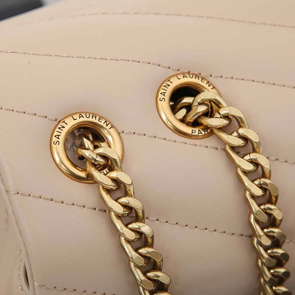 YSL LOULOU MEDIUM BAG IN MATELASSe “Y” LEATHER 1805 Beige 7 beige