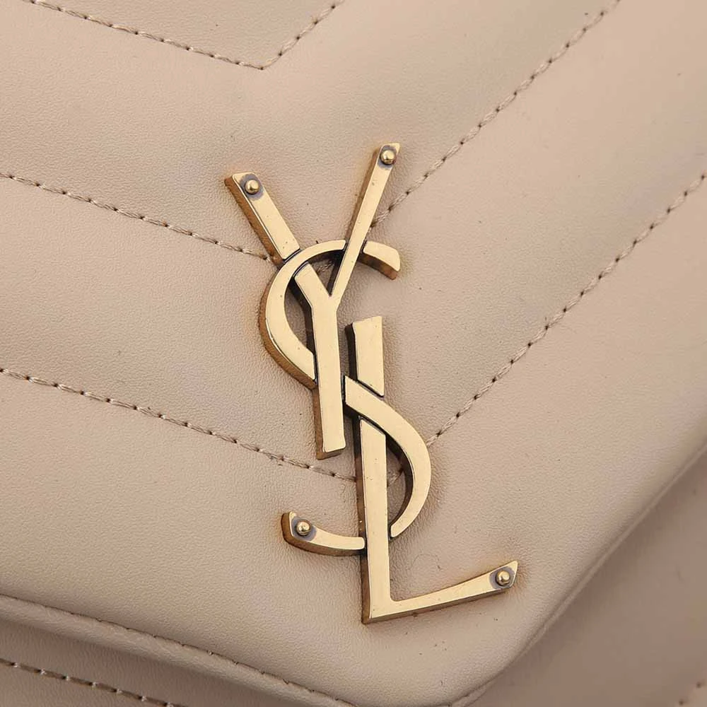 YSL LOULOU MEDIUM BAG IN MATELASSe “Y” LEATHER 1805 Beige 8 beige