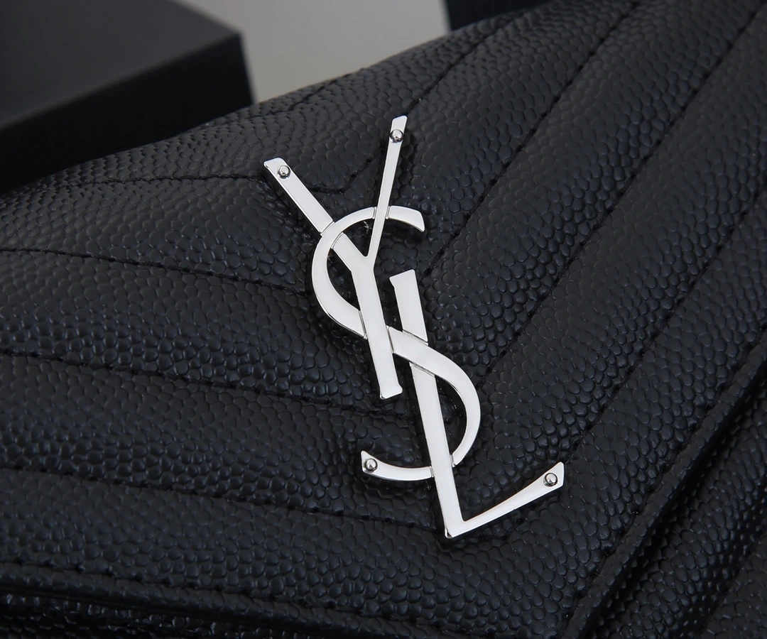 YSL ENVELOPE CHAIN WALLET IN GRAIN DE POUDRE EMBOSSED LEATHER 1888 18 1888-17