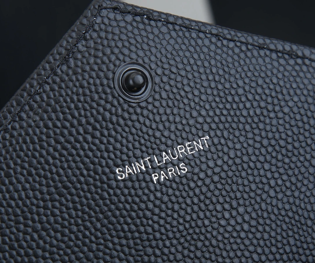 YSL ENVELOPE CHAIN WALLET IN GRAIN DE POUDRE EMBOSSED LEATHER 1888 6 1888-6