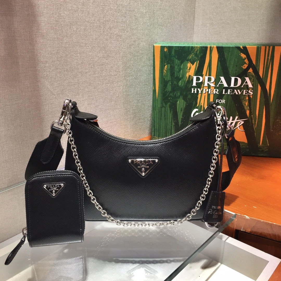 Prada Silver Re-Edition 2005 Saffiano leather bag 1BH204 1 BH