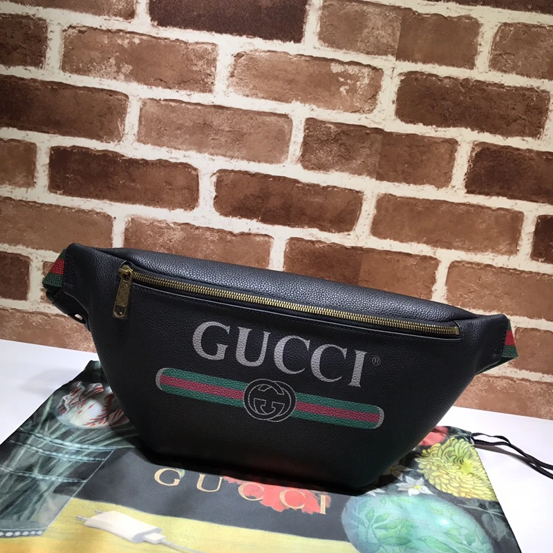 Gucci Leather Belt Bag 493869 Black/White 1 20201212_210357_130