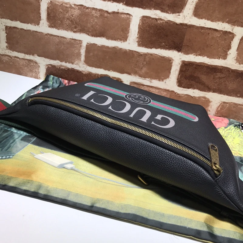 Gucci Leather Belt Bag 493869 Black/White 2 20201212_210357_131