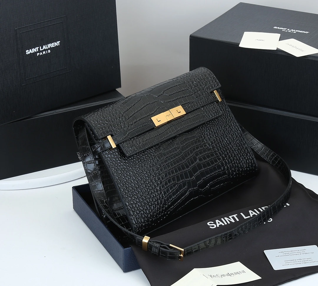 YSL MANHATTAN SHOULDER BAG IN CROCODILE-EMBOSSED SHINY LEATHER 2021 2 2021-2