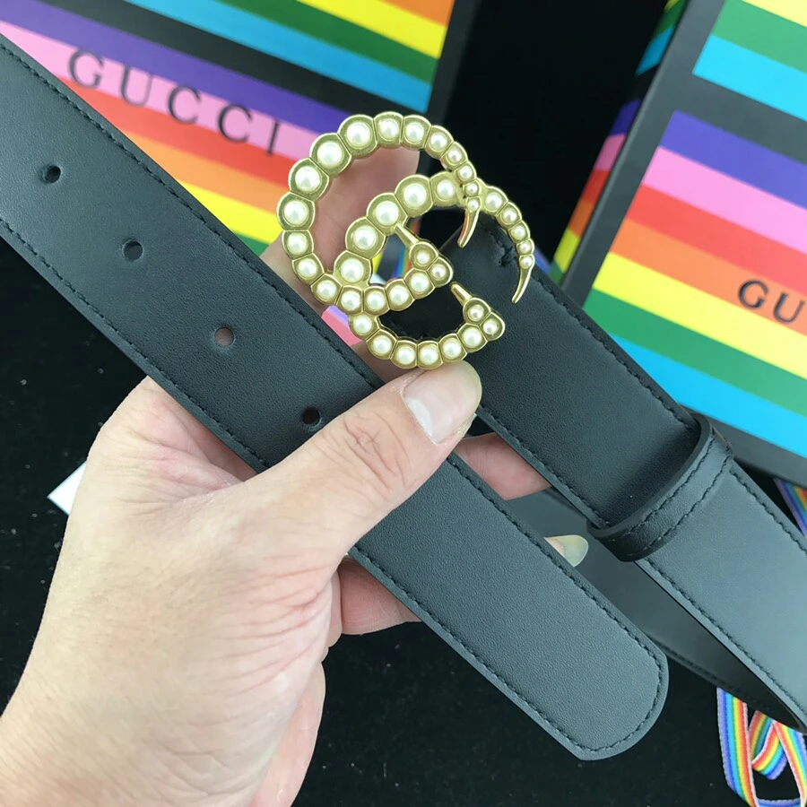 Gucci BELT Pearls 38MM- BLACK 4 ace