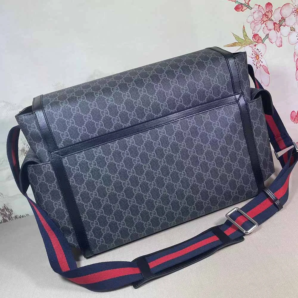 Gucci GG Supreme diaper bag Grey/Black 495909 16 495909-9
