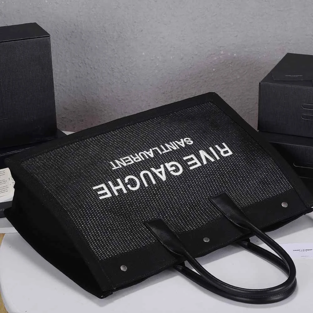 YSL RIVE GAUCHE TOTE BAG IN LINEN AND LEATHER 4992 3 4992-3