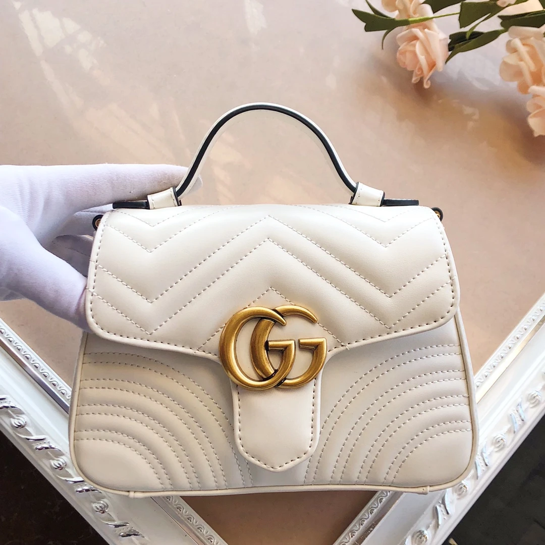 Gucci Marmont mini top handle bag White/Pink/Red 1 WPR