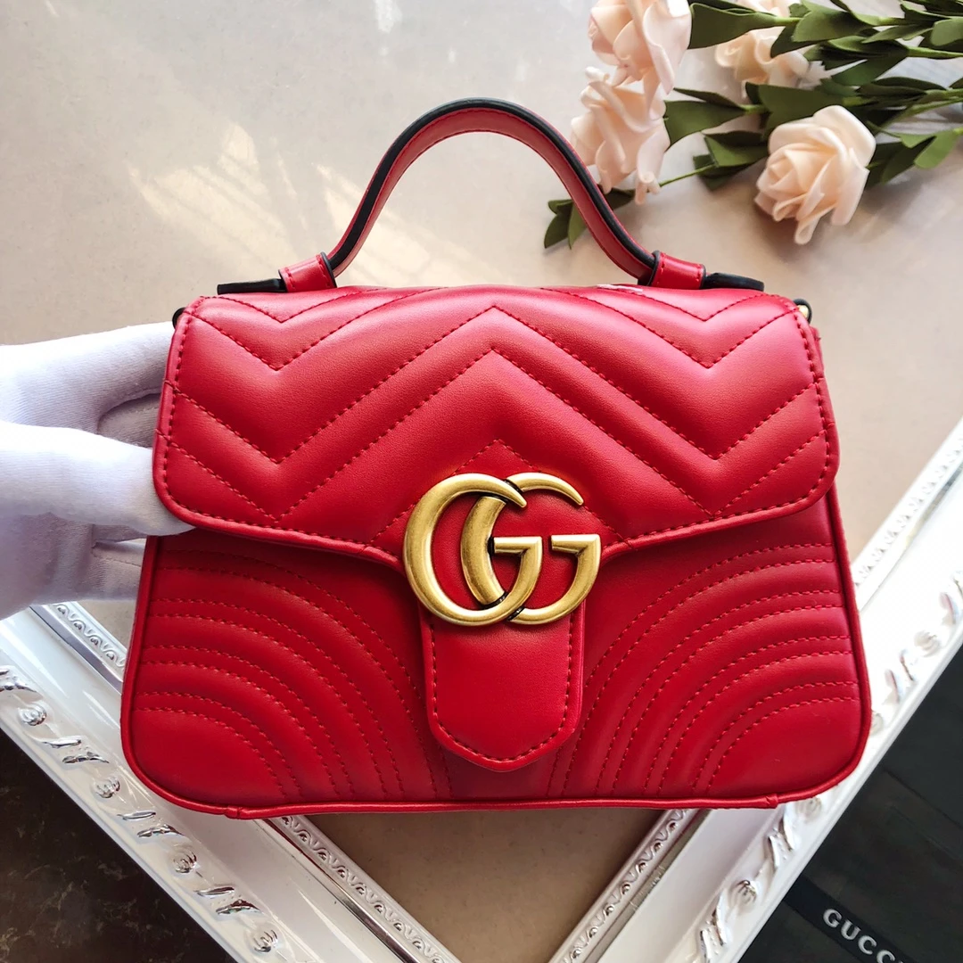 Gucci Marmont mini top handle bag White/Pink/Red 11 WPR