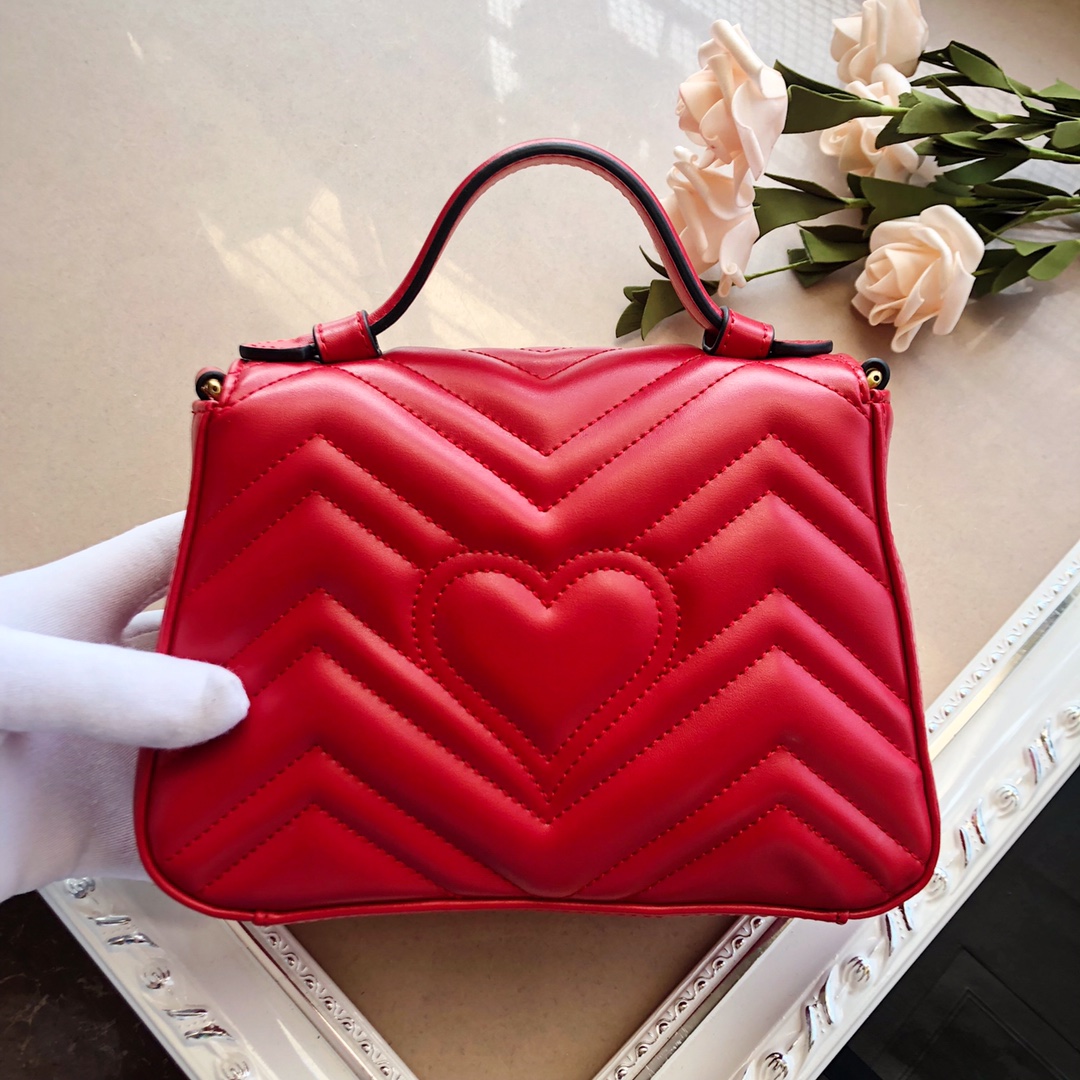 Gucci Marmont mini top handle bag White/Pink/Red 12 WPR