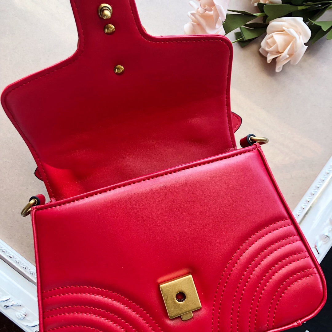 Gucci Marmont mini top handle bag White/Pink/Red 13 WPR