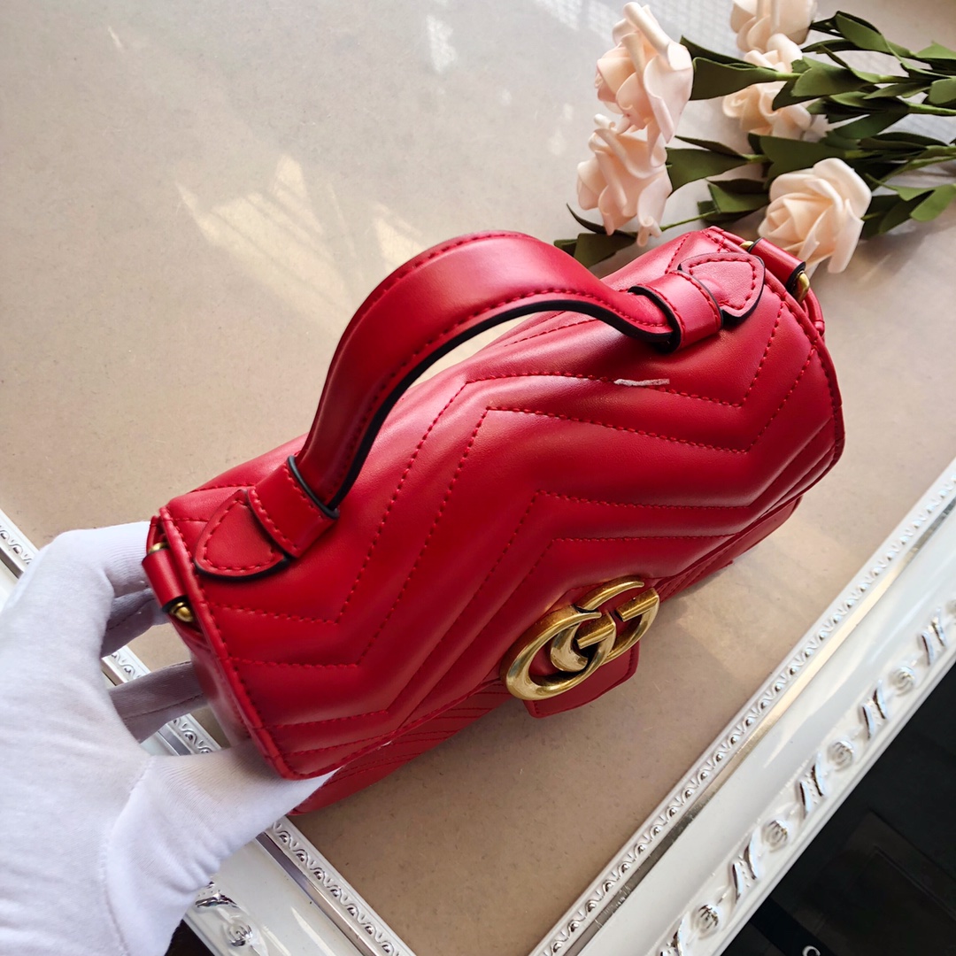 Gucci Marmont mini top handle bag White/Pink/Red 14 WPR