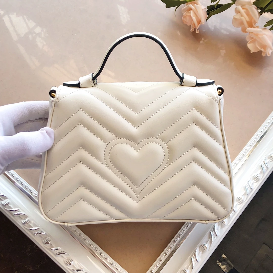 Gucci Marmont mini top handle bag White/Pink/Red 2 WPR