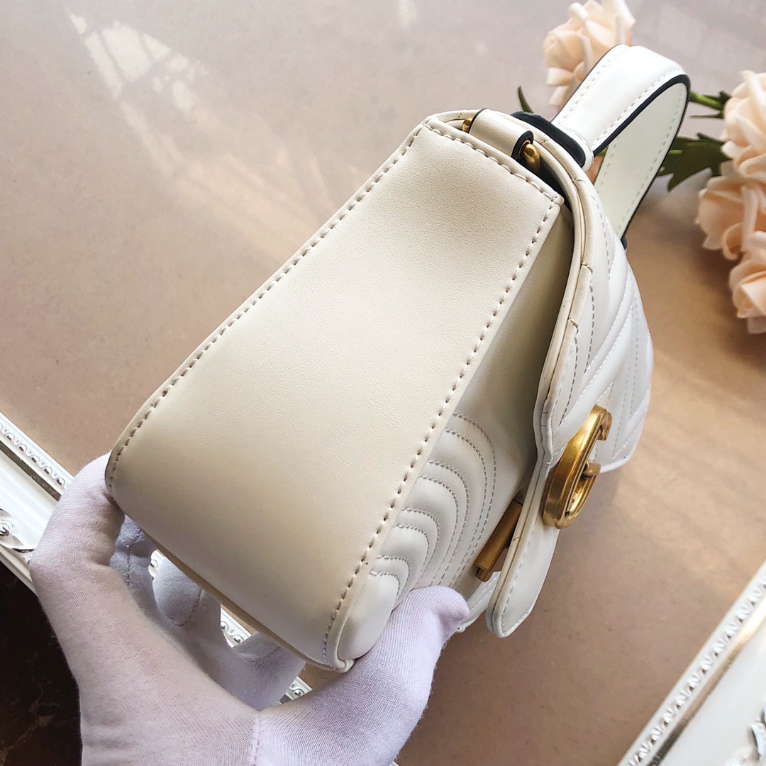 Gucci Marmont mini top handle bag White/Pink/Red 3 WPR