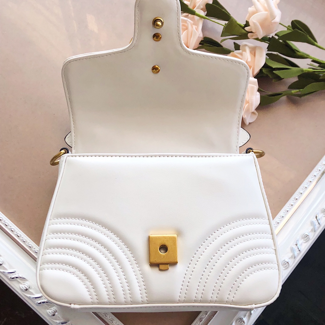 Gucci Marmont mini top handle bag White/Pink/Red 5 WPR