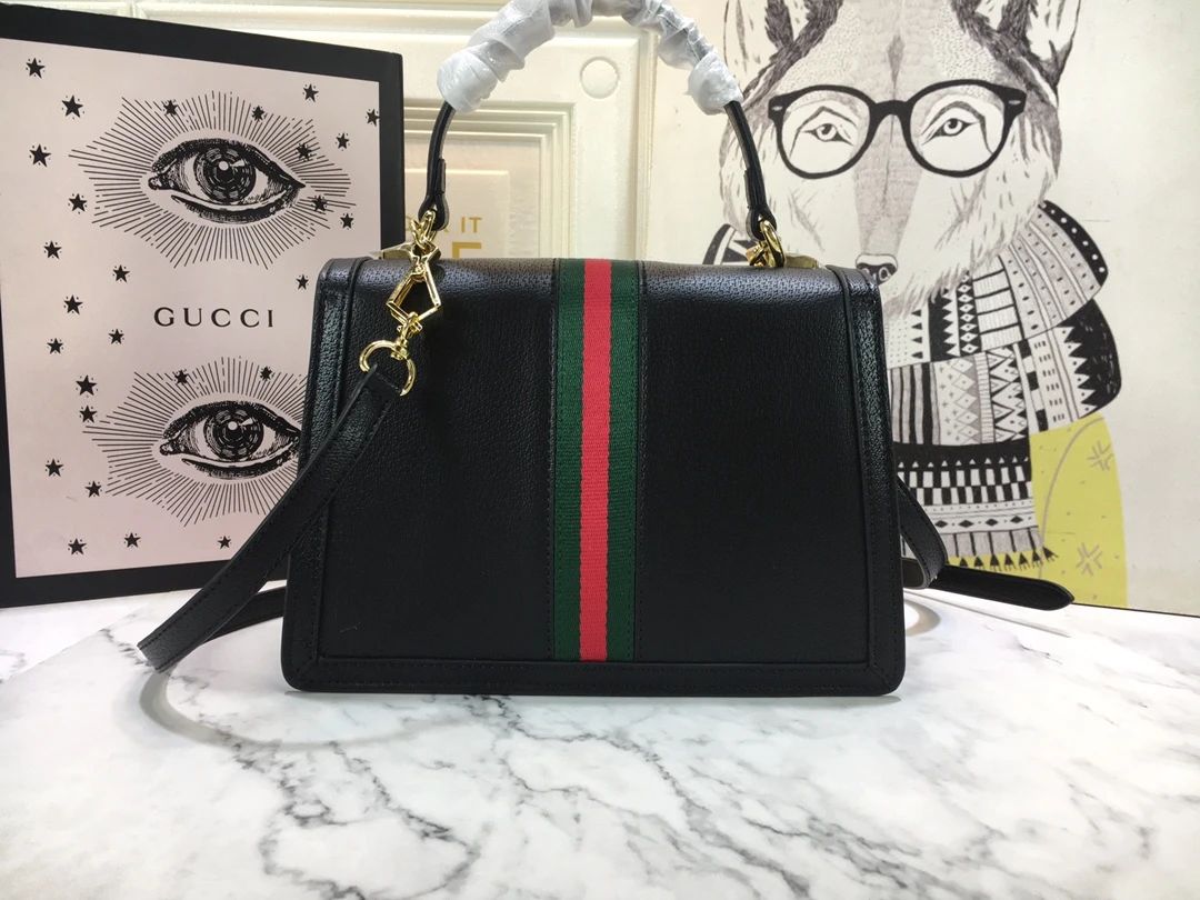 Gucci Ophidia small top handle bag with Web Black/White 3 bw