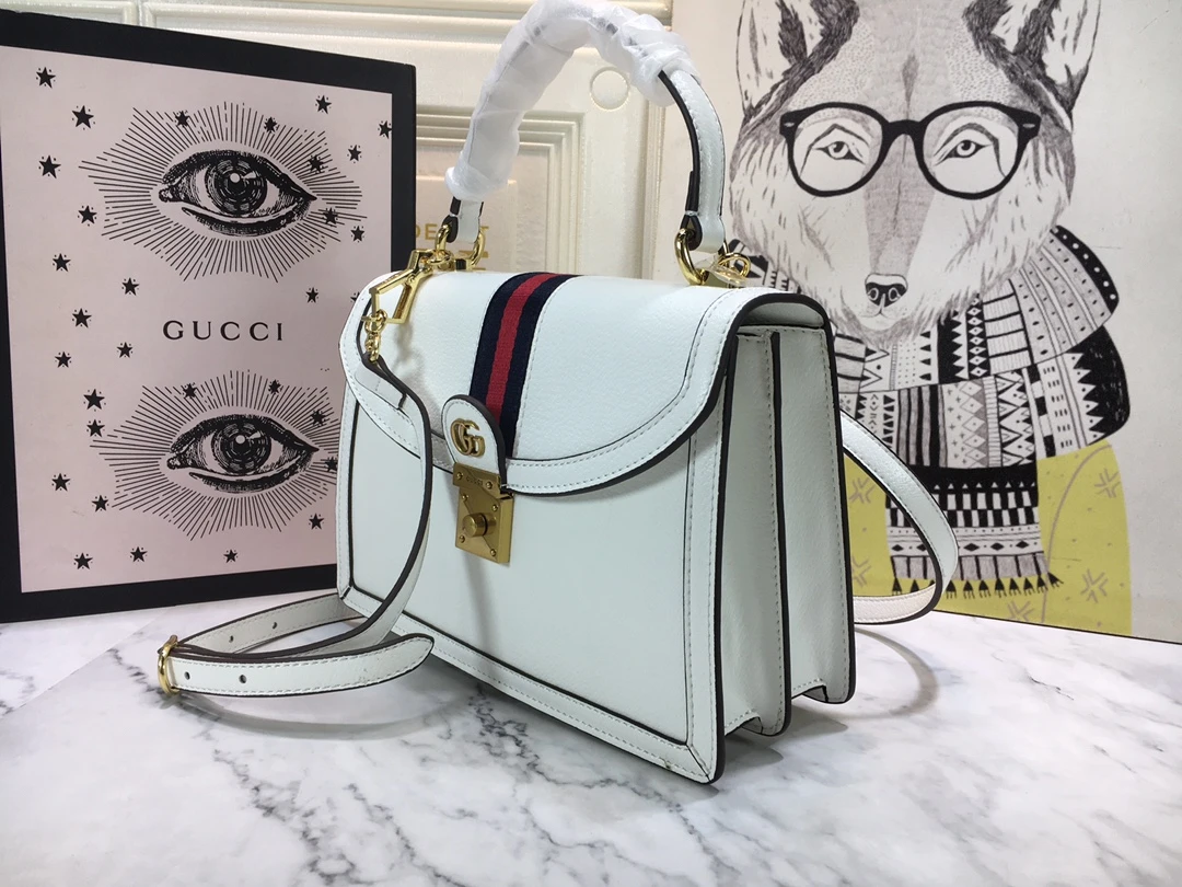 Gucci Ophidia small top handle bag with Web Black/White 7 bw