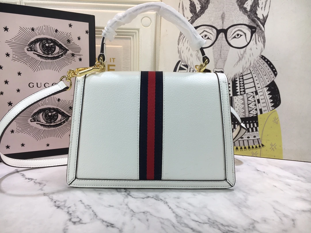 Gucci Ophidia small top handle bag with Web Black/White 8 bw