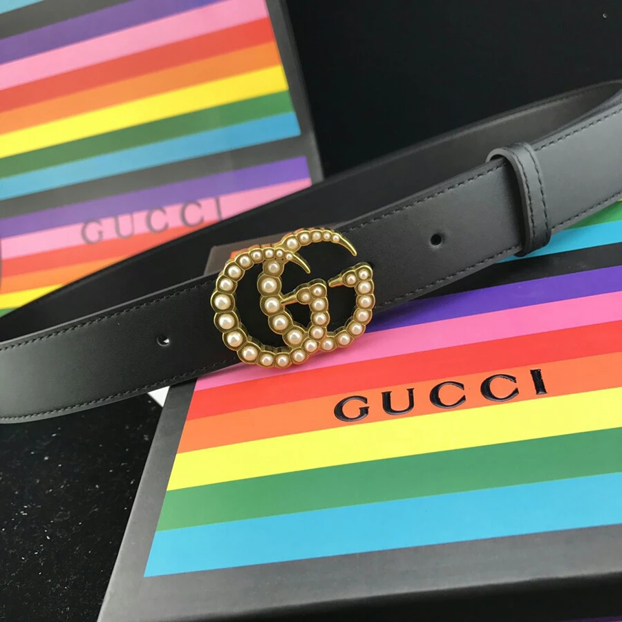 Gucci BELT Pearls 38MM- BLACK 1 ccda