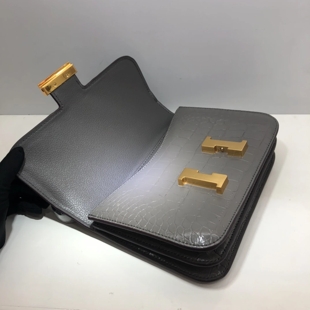 Hermes Constance Crocodile Leather Pattern Cross Body Bag 16 Cons