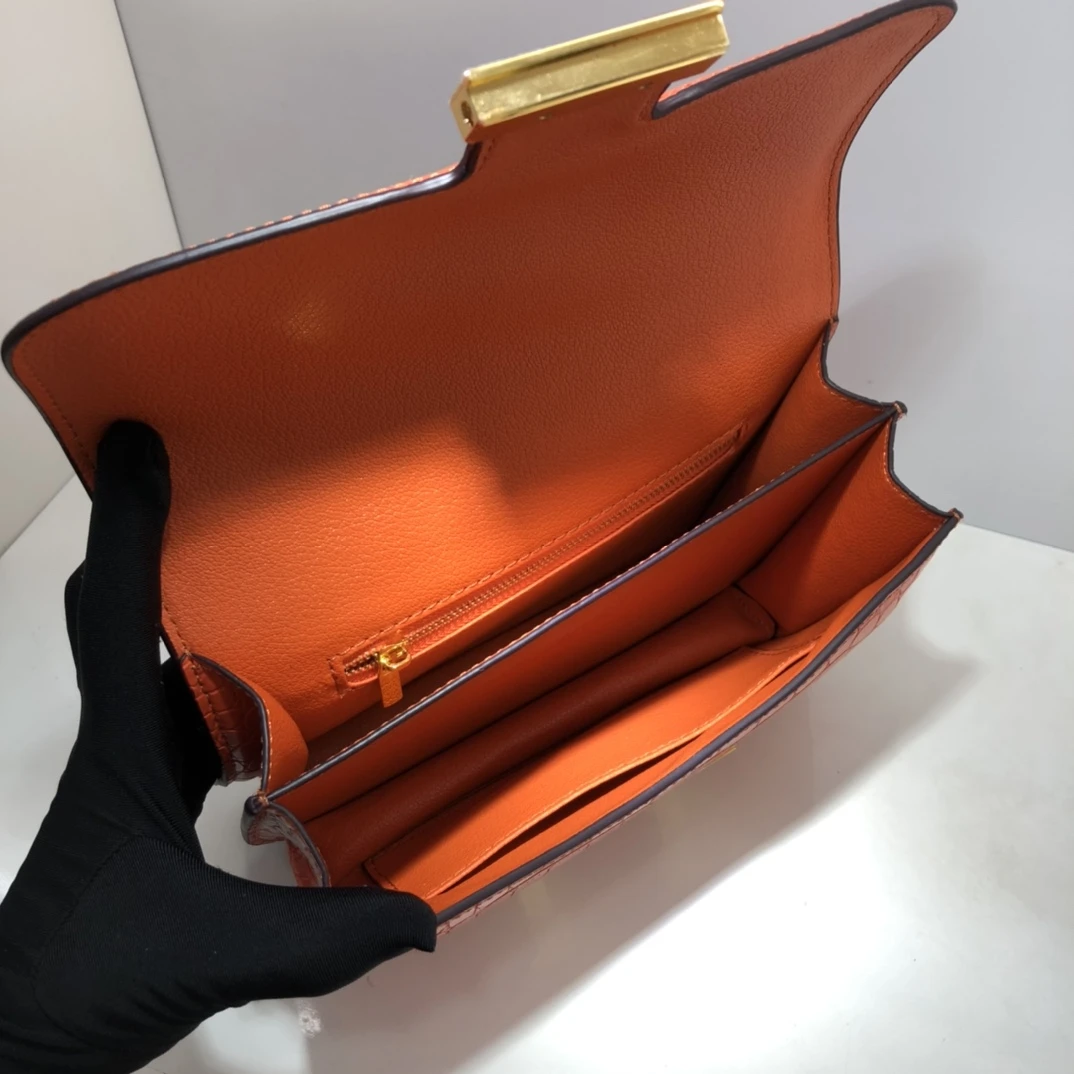 Hermes Constance Crocodile Leather Pattern Cross Body Bag 29 Cons