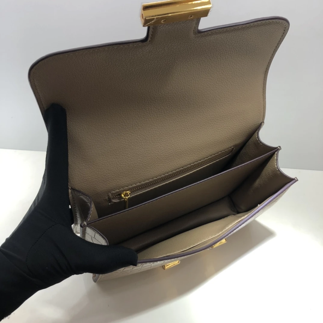 Hermes Constance Crocodile Leather Pattern Cross Body Bag 9 Cons
