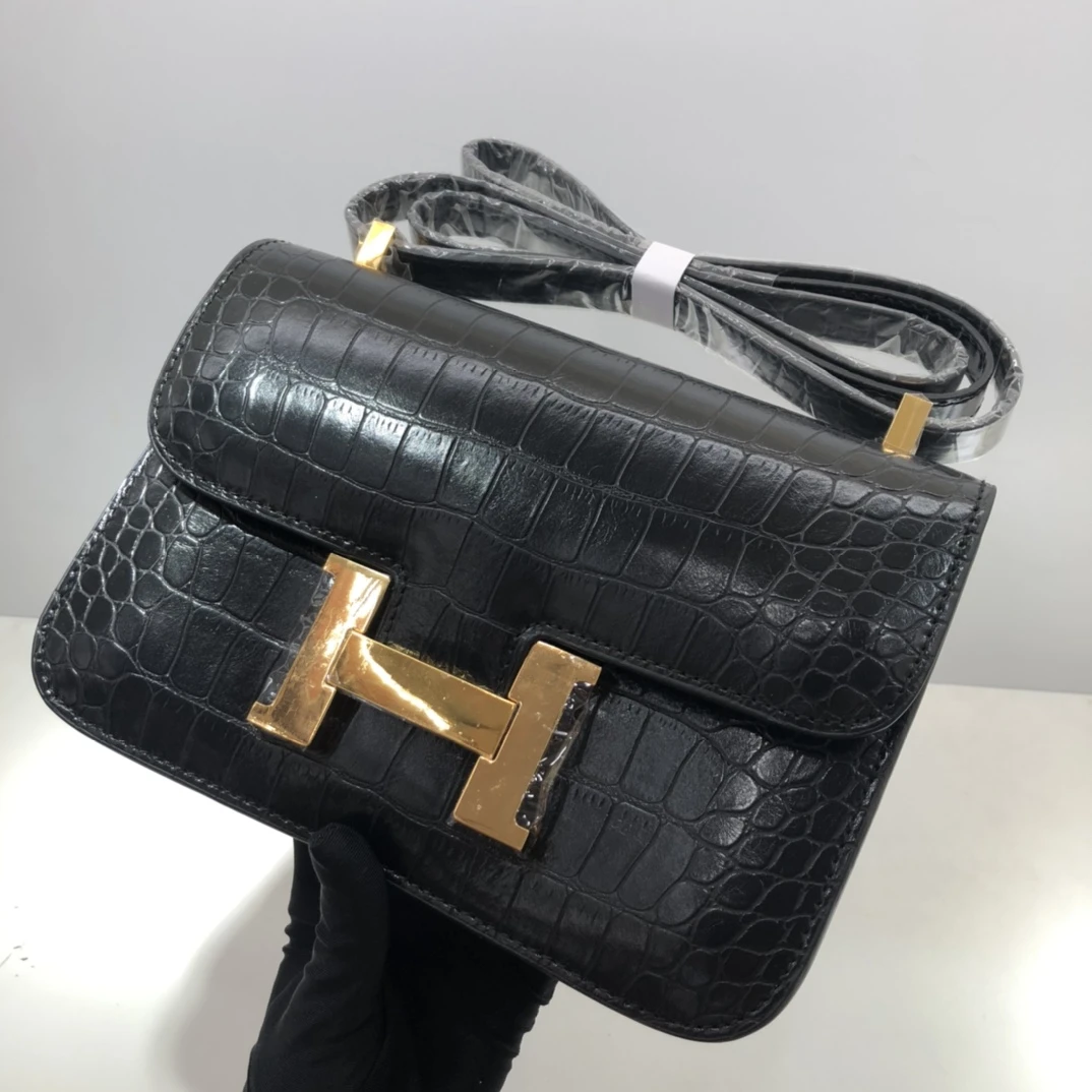 Hermes Constance Crocodile Leather Pattern Cross Body Bag 2 Cons