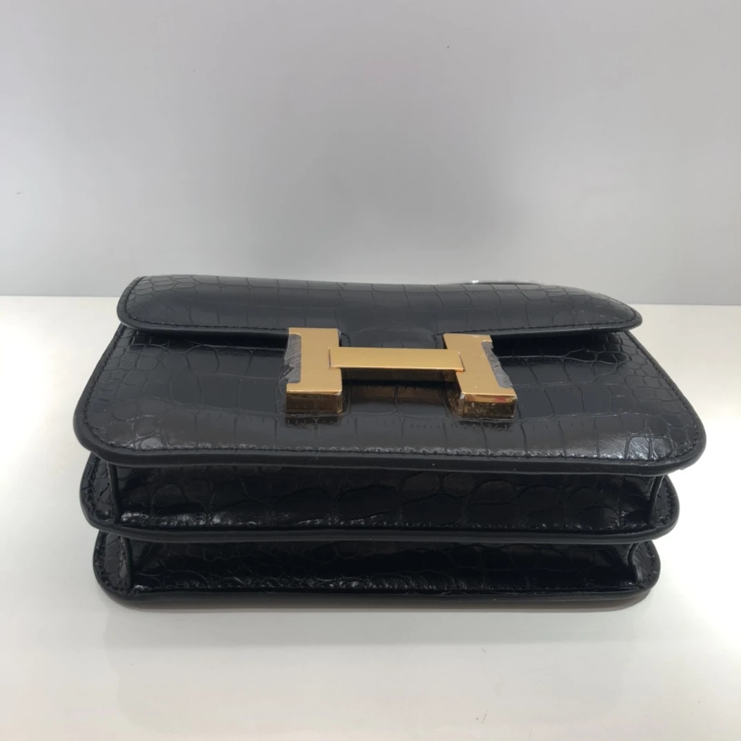 Hermes Constance Crocodile Leather Pattern Cross Body Bag 3 Cons