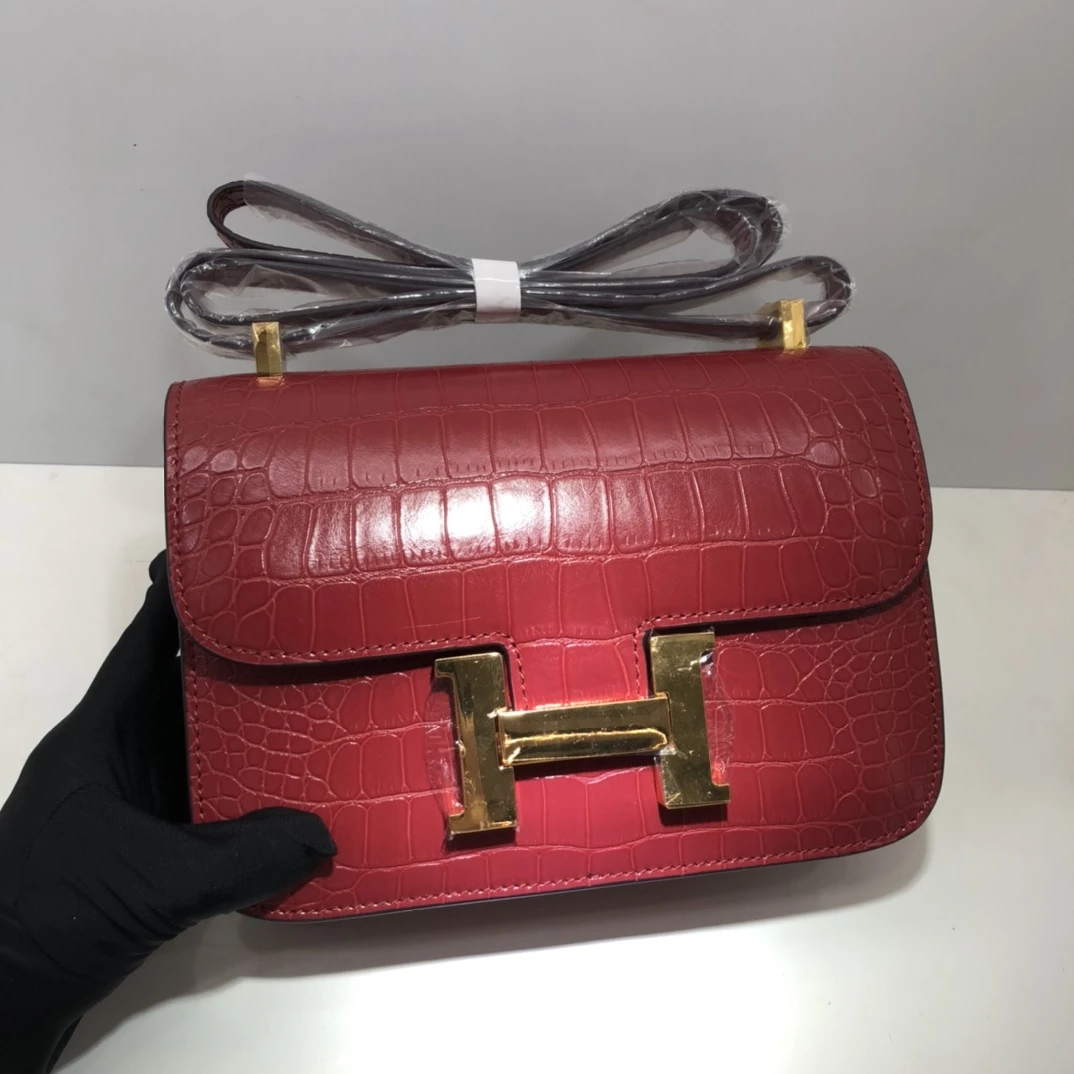 Hermes Constance Crocodile Leather Pattern Cross Body Bag 10 Cons