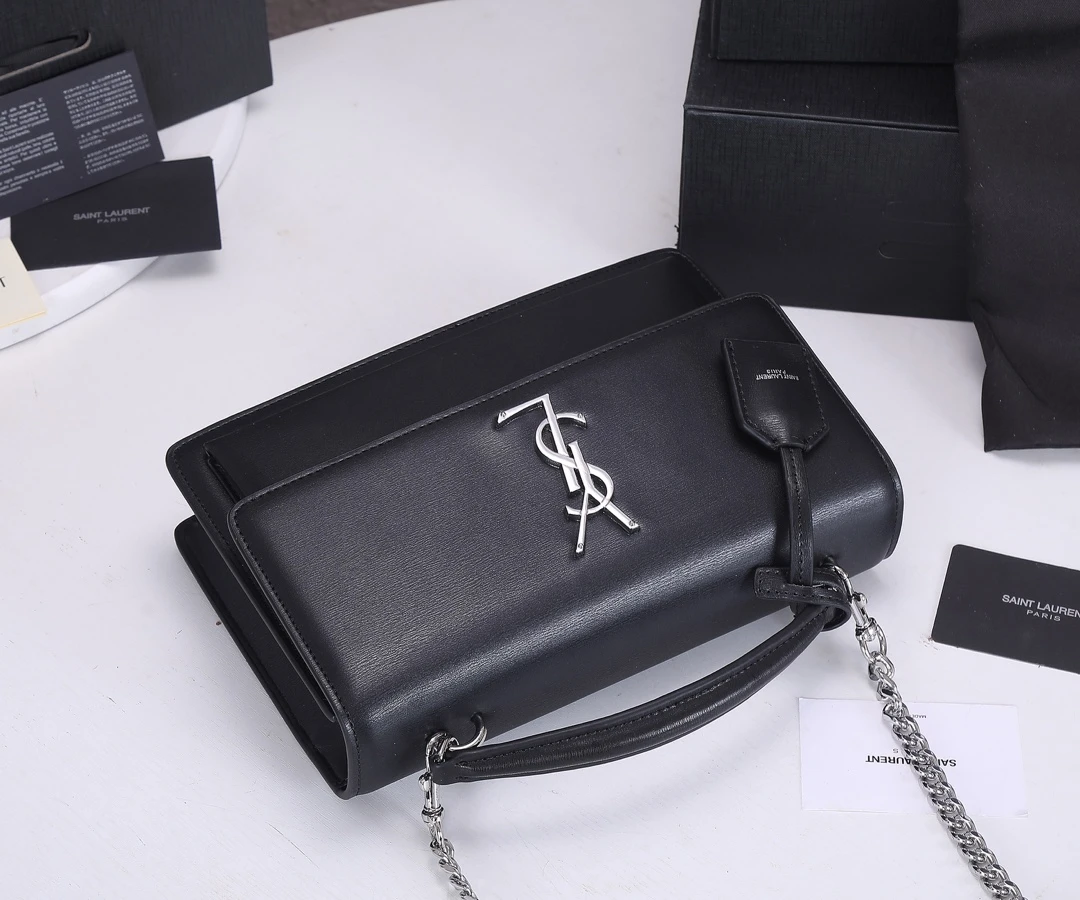 YSL Sunset Medium Top Handle Bag- Black 4 EBEAEEBFAEBBEE
