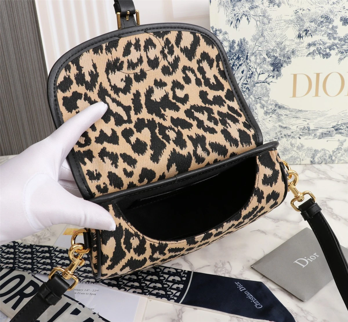 Dior Leopard Medium Bobby Bag 22cm 8 Leopard Medium Bobby Bag