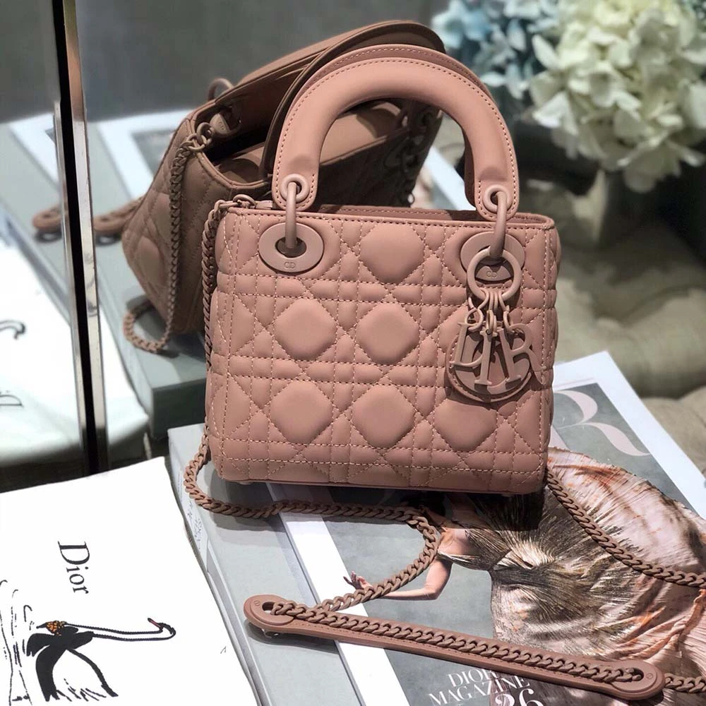 Dior AAA-MINI LADY DR BAG Pure-Black/Pink/Grey 11 MSL