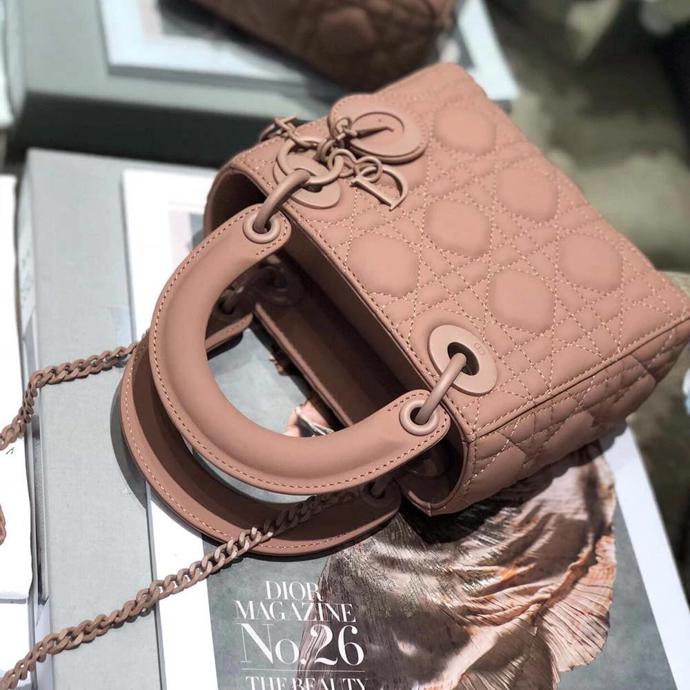 Dior AAA-MINI LADY DR BAG Pure-Black/Pink/Grey 14 MSL