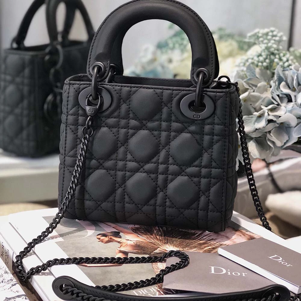 Dior AAA-MINI LADY DR BAG Pure-Black/Pink/Grey 3 MSL