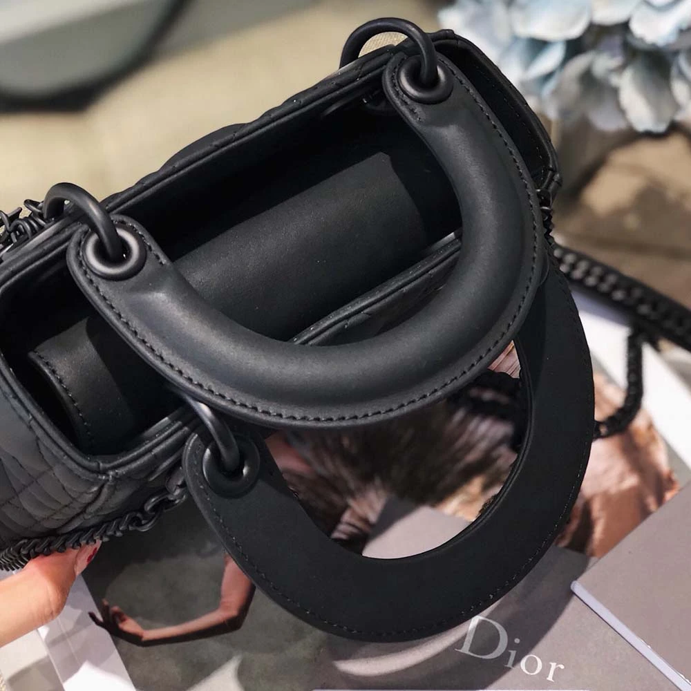 Dior AAA-MINI LADY DR BAG Pure-Black/Pink/Grey 5 MSL