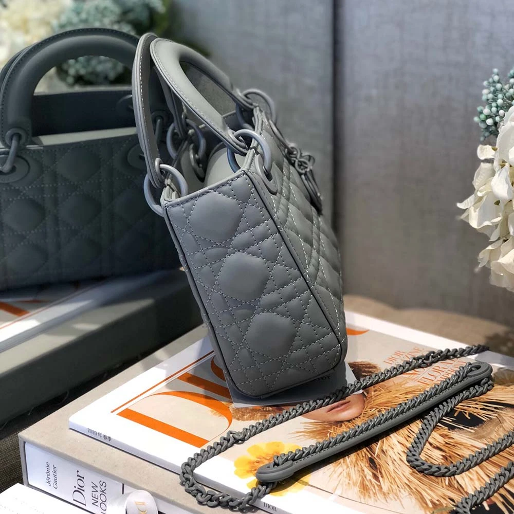 Dior AAA-MINI LADY DR BAG Pure-Black/Pink/Grey 7 MSL