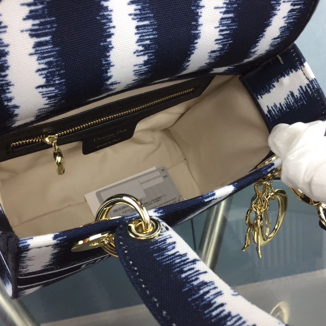 Dior MEDIUM LADY D-LITE BAG Blue/Red/O 10 MORF