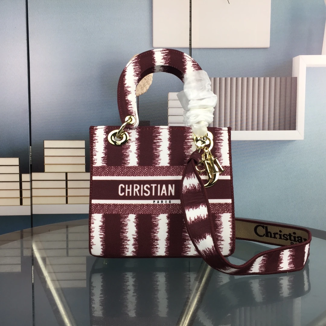 Dior MEDIUM LADY D-LITE BAG Blue/Red/O 11 MORF