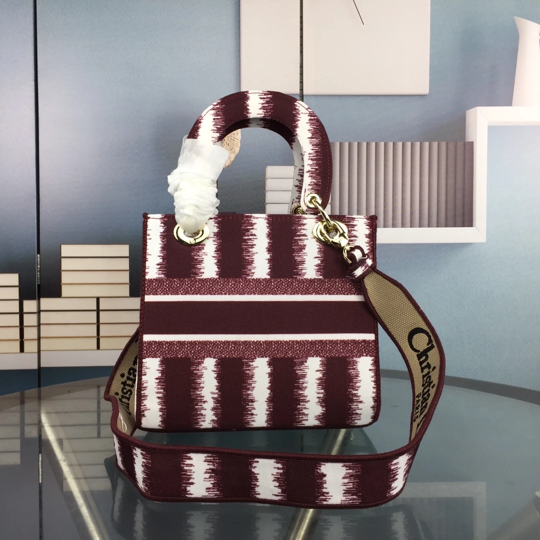 Dior MEDIUM LADY D-LITE BAG Blue/Red/O 13 MORF