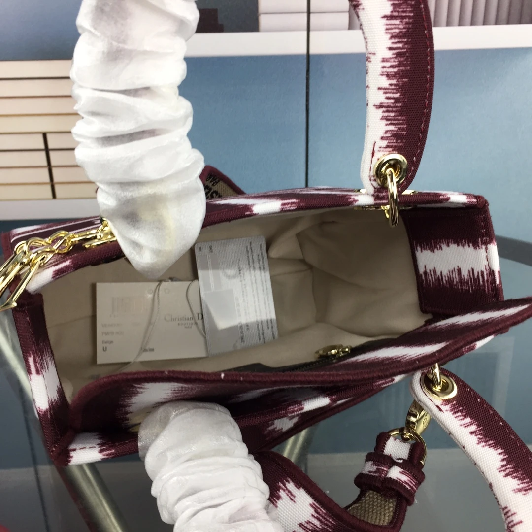 Dior MEDIUM LADY D-LITE BAG Blue/Red/O 15 MORF