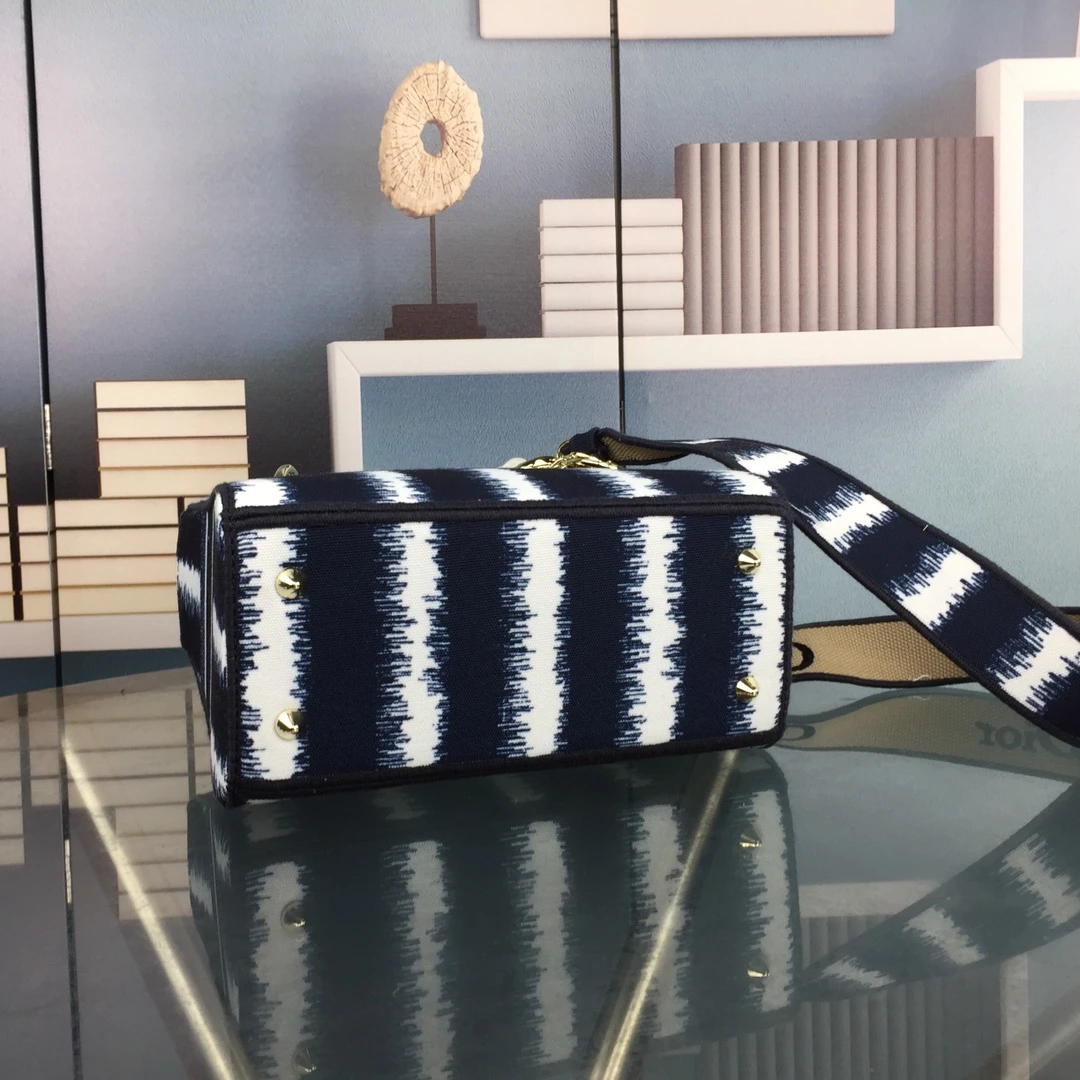 Dior MEDIUM LADY D-LITE BAG Blue/Red/O 9 MORF