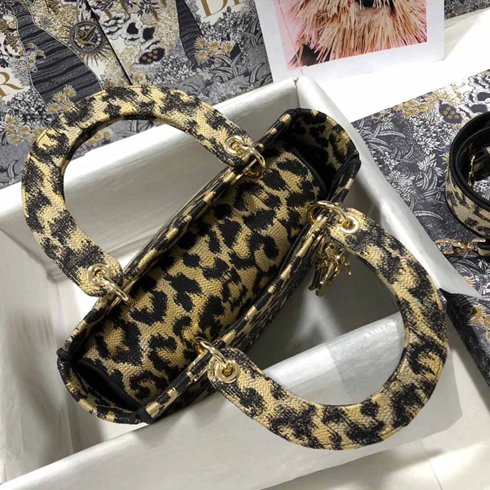 Dior AAA-Leopard Medium Lady D-Lite Bag M0566/Embroidery 4 M