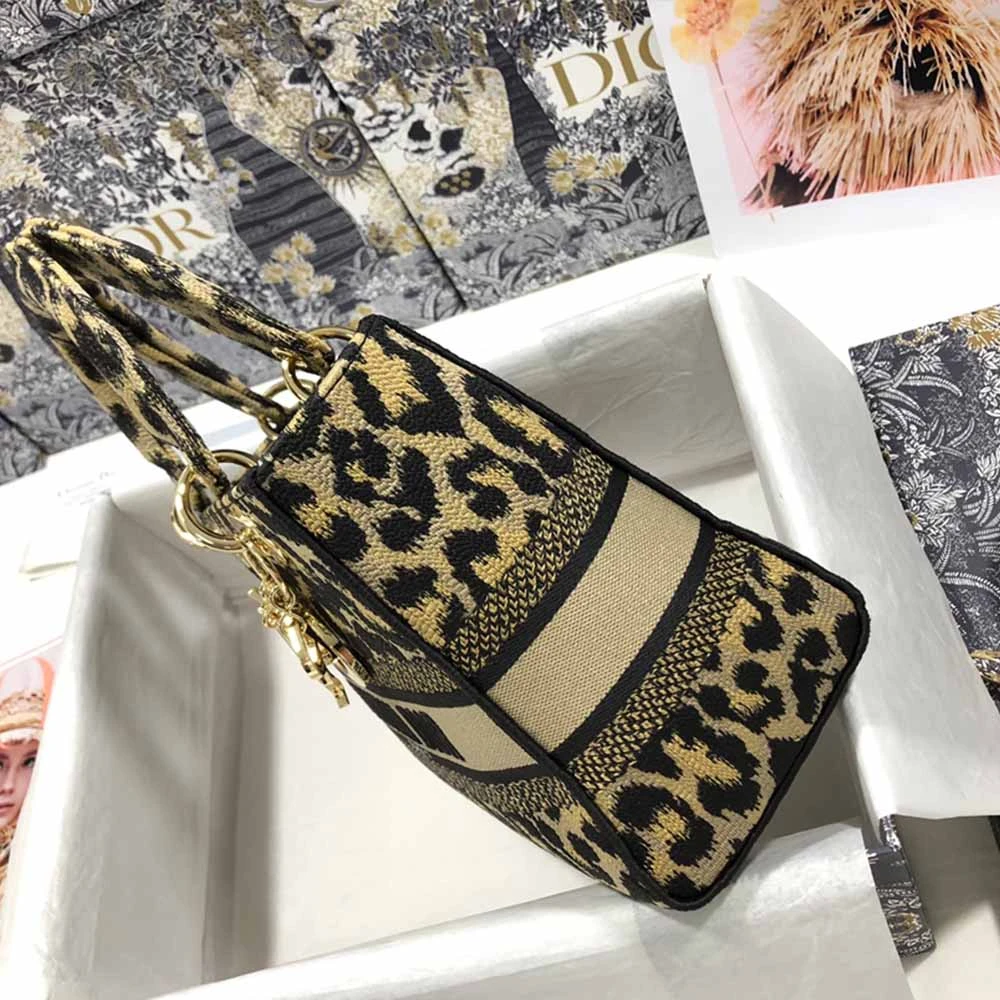 Dior AAA-Leopard Medium Lady D-Lite Bag M0566/Embroidery 7 M