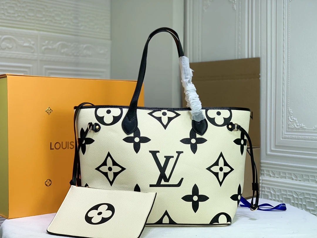 Louis Vuitton Neverfull M45679 MM Tote Bag White/Black 7 M