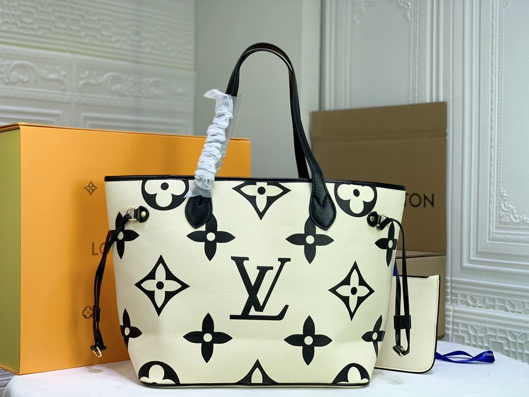 Louis Vuitton Neverfull M45679 MM Tote Bag White/Black 8 M