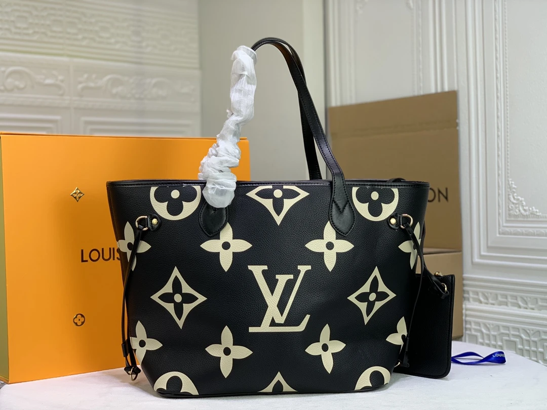 Louis Vuitton Neverfull M45679 MM Tote Bag White/Black 4 M