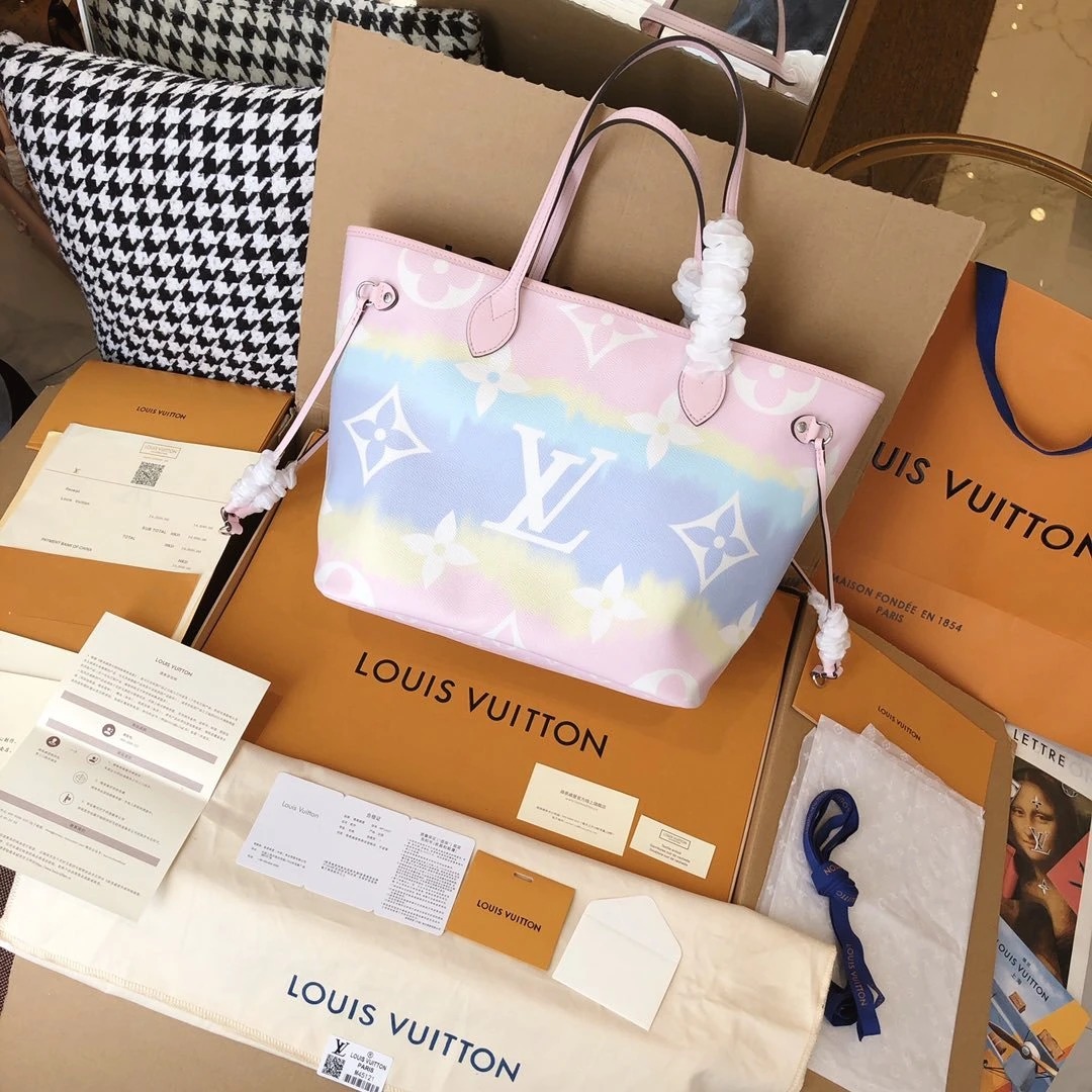 Louis Vuitton Escale Neverfull MM M45127 Pink/Blue/Red 1 M